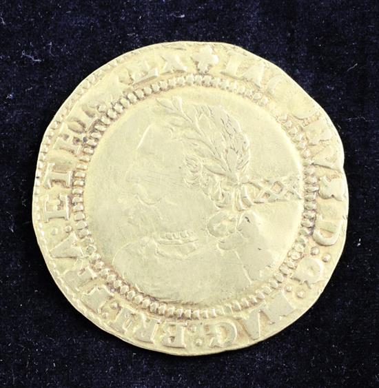 A James I gold Laurel, Third Coinage (1619-1625), 8.9 grams.